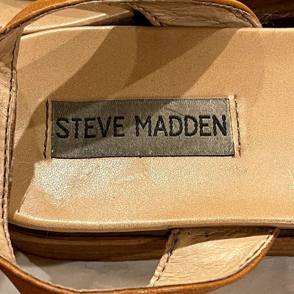 Steve Madden Gaiya Leather Brown Wedge Platform Sandals Size 7.5M - Picture 6 of 8